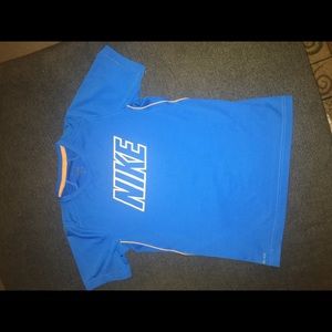 Boys Blue Nike tee with Orange and White.